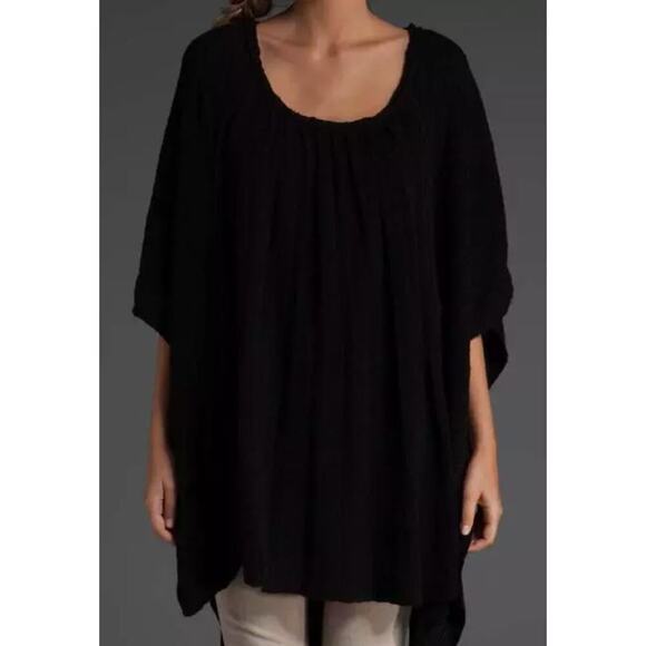 Free People Sweaters - Free People Frontier Cape Black Slip on Coat Sweaters Cover Warm High Low Uneven